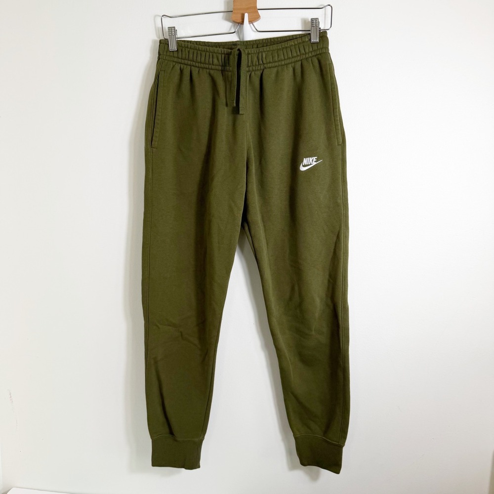 Nike Joggers Mens Small Olive Green Club Fleece Sweatpants BV2671-327